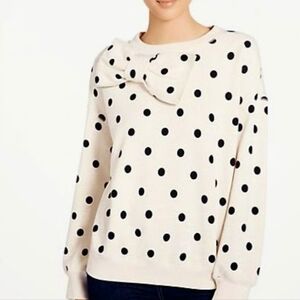 kate spade Deco Dot Bow Polka Dot Sweatshirt Oatmeal Medium NWT